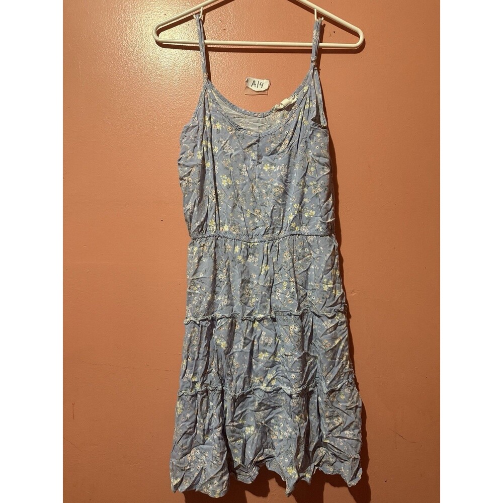 3/$15 Pink Rose Womens Dress L Large Blue Floral Sleeveless